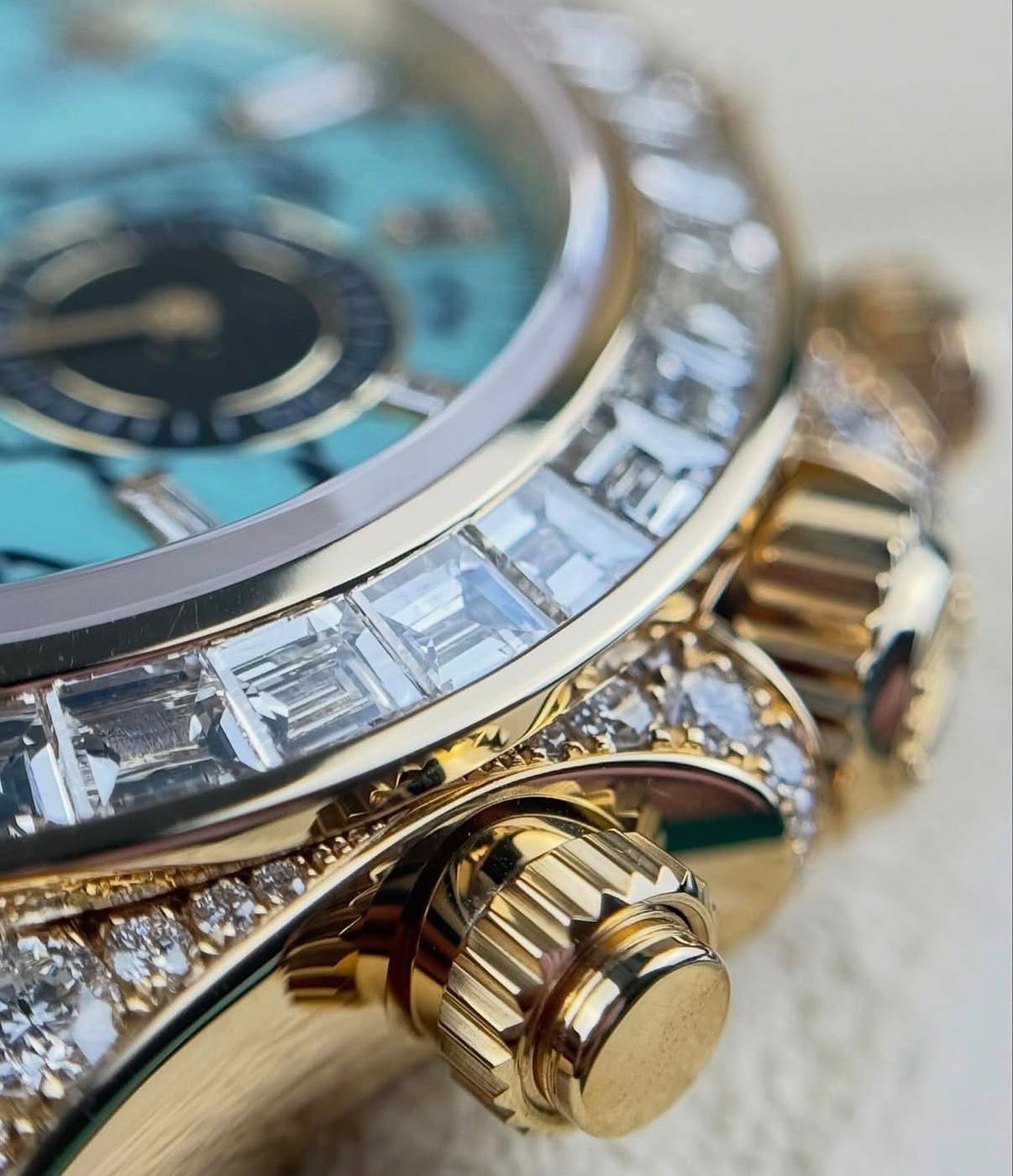 Rolex Daytona "Aftermarket" Turquoise Baguette Dial Chronograph