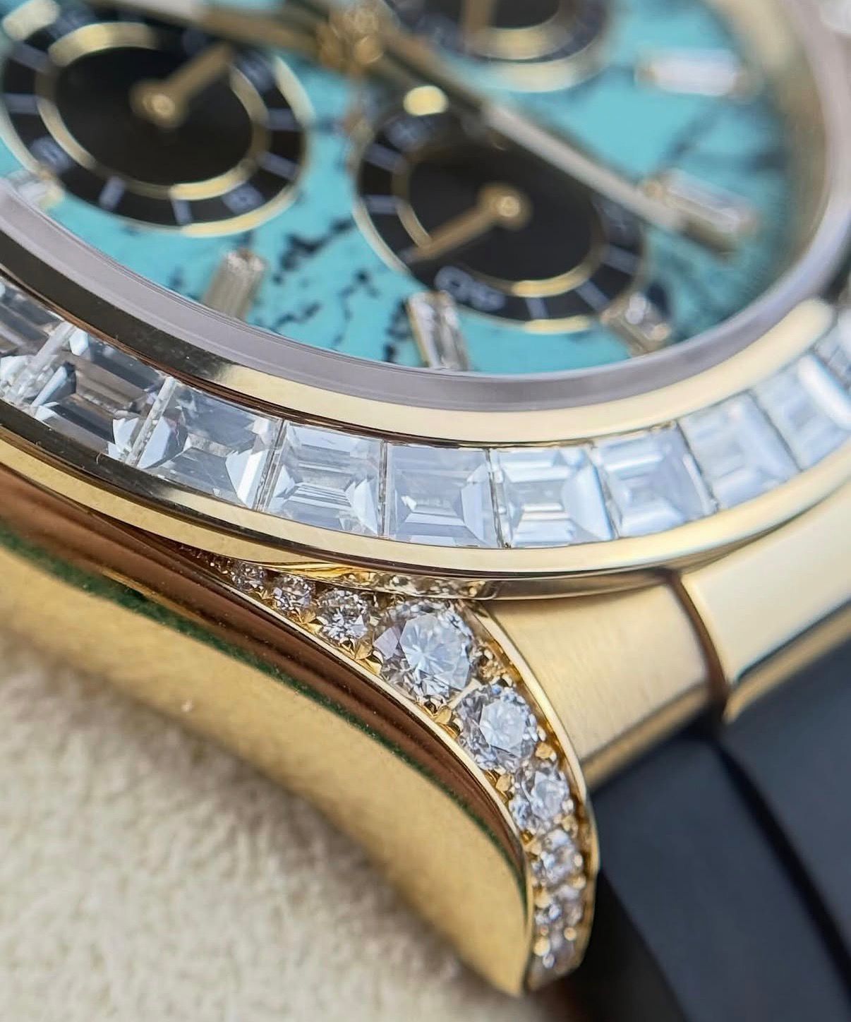 Rolex Daytona "Aftermarket" Turquoise Baguette Dial Chronograph