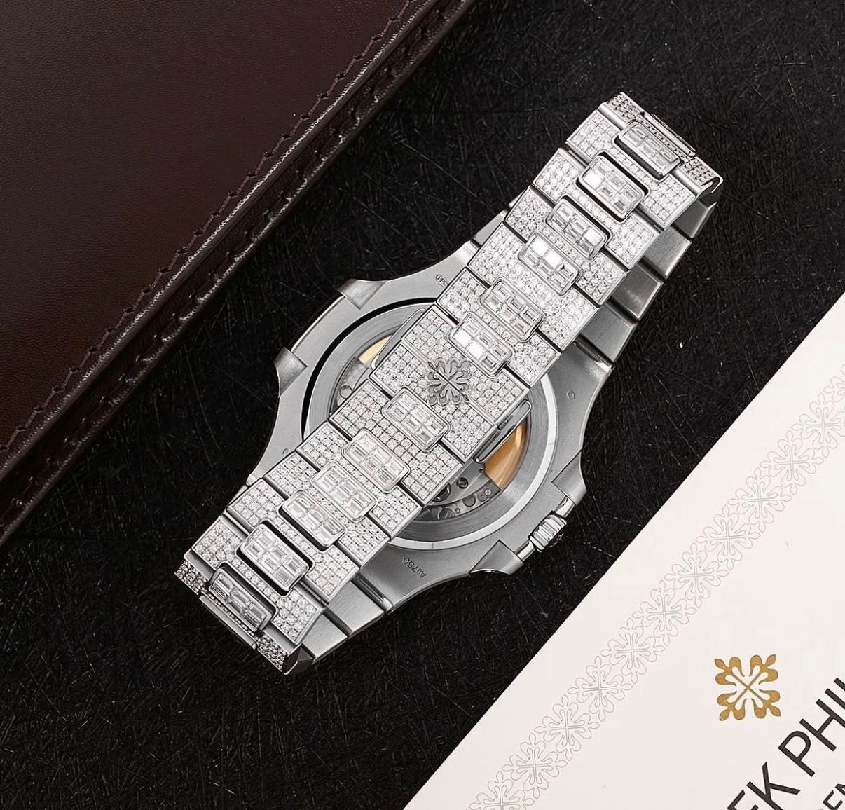 Patek Philippe Nautilus White Gold Full Iced "Aftermarket"