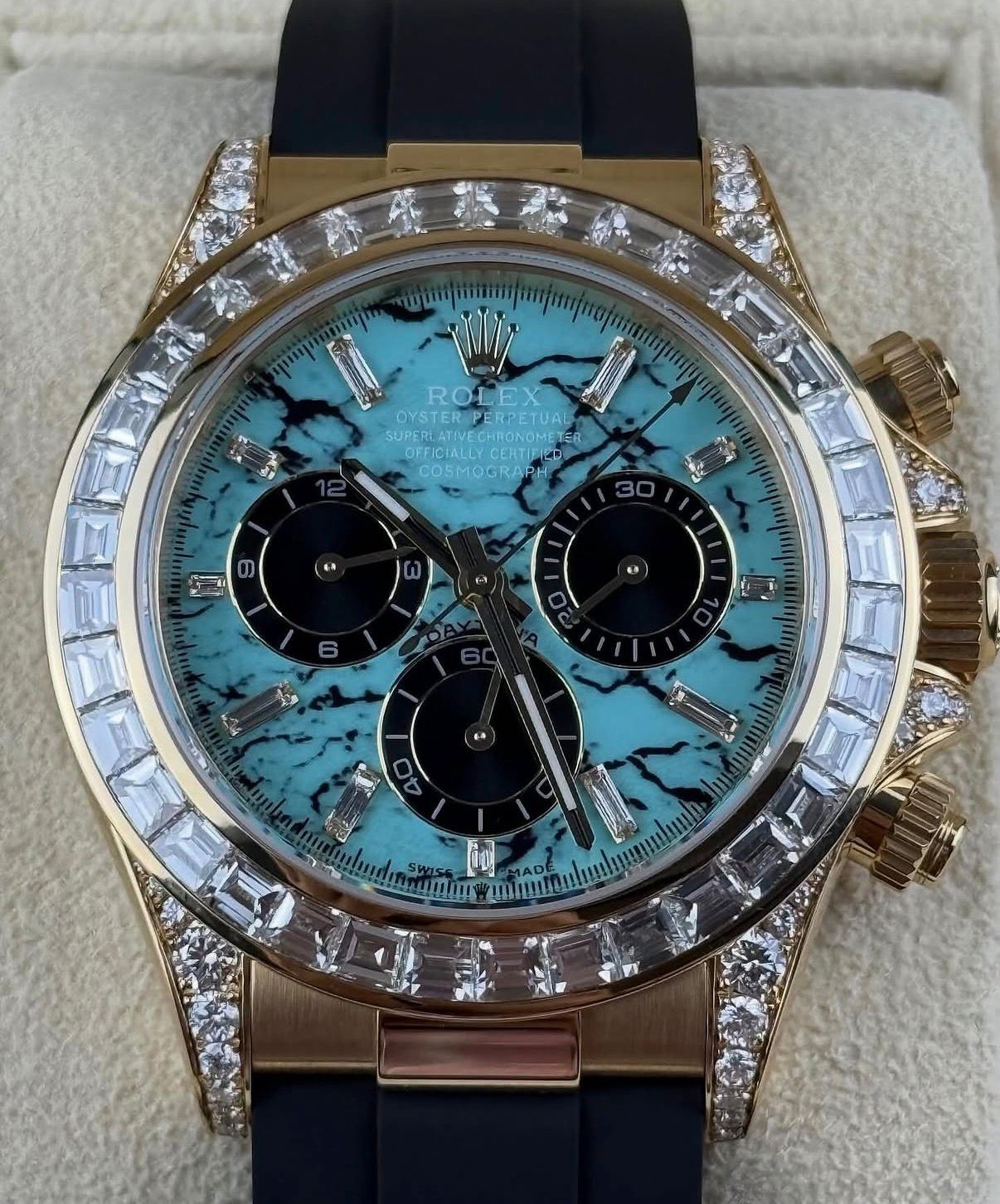 Rolex Daytona "Aftermarket" Turquoise Baguette Dial Chronograph