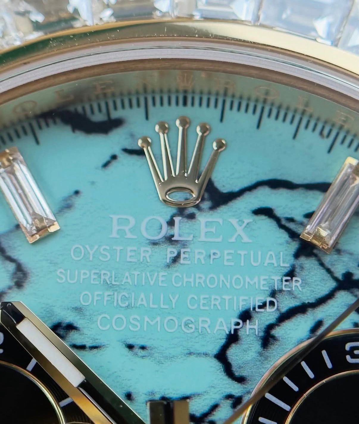 Rolex Daytona "Aftermarket" Turquoise Baguette Dial Chronograph