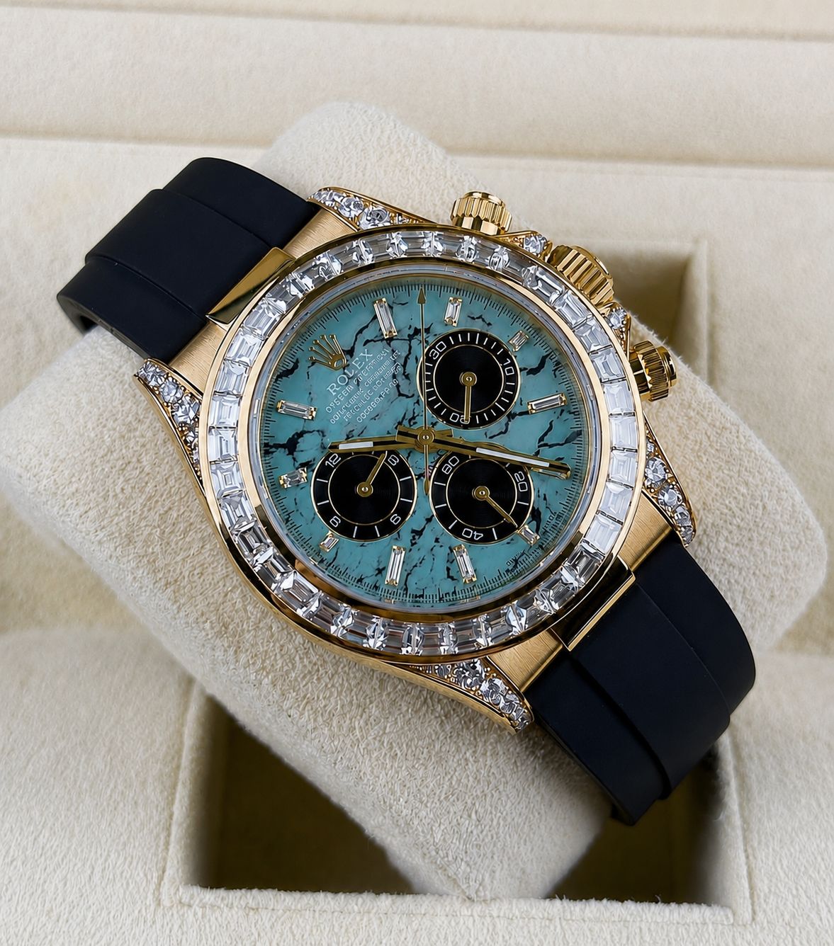 Rolex Daytona "Aftermarket" Turquoise Baguette Dial Chronograph